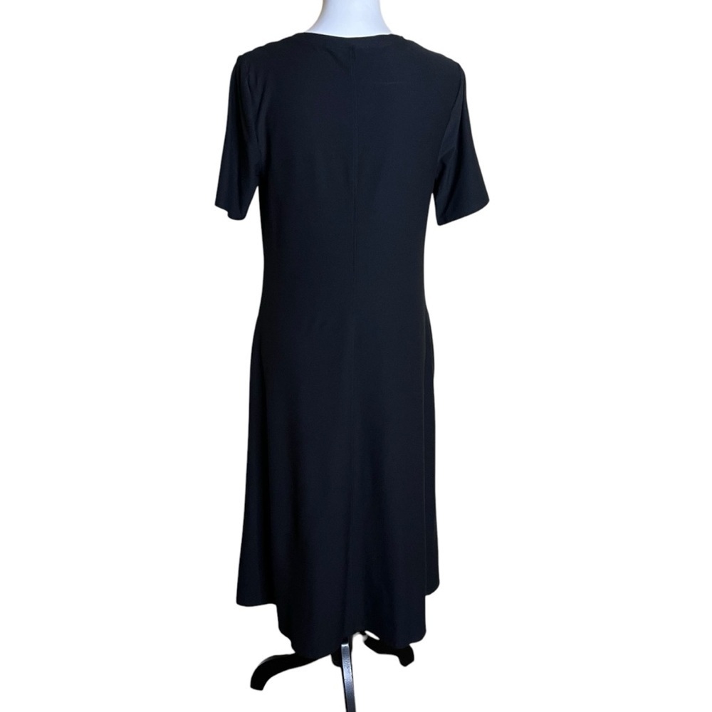 Eileen Fisher Maxi Dress Size XS Black Minimalist Cap Sleeve Crewneck Pockets - Picture 3 of 9